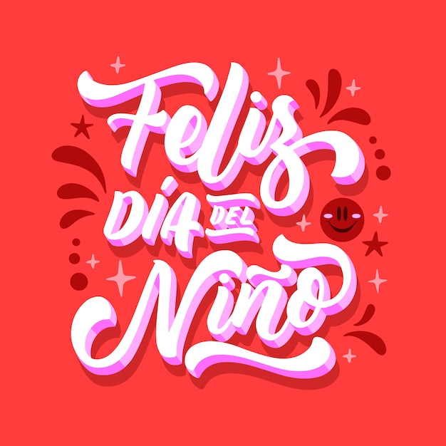 Flat children's day in spanish lettering