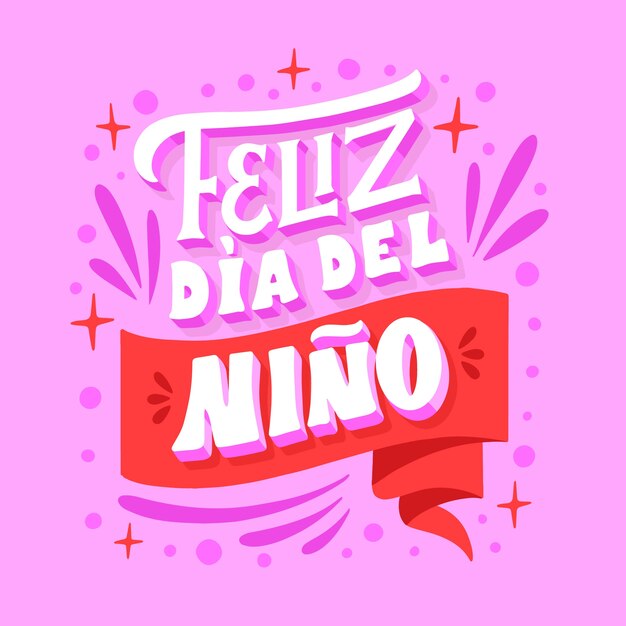 スペイン語のレタリングで平らな子供の日