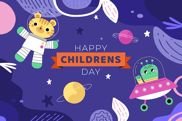 Free vector flat childrens day background