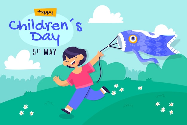 Flat childrens day background