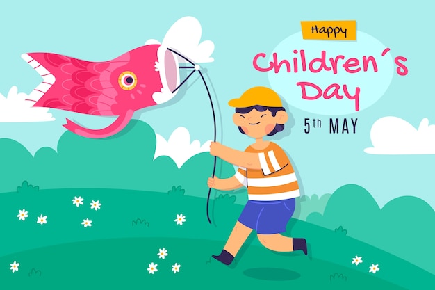 Flat childrens day background