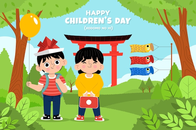 Бесплатное векторное изображение Плоский детский день фон