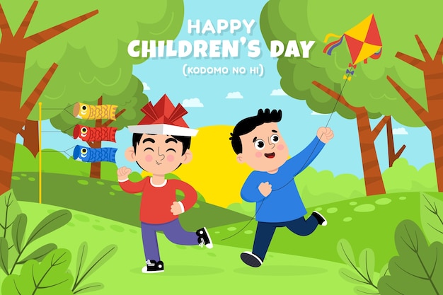 Flat childrens day background