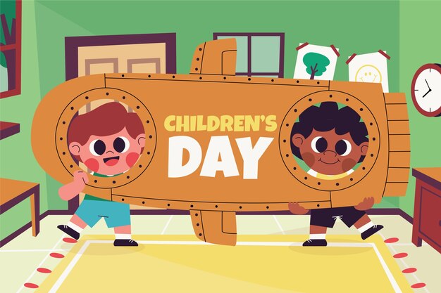 Flat childrens day background