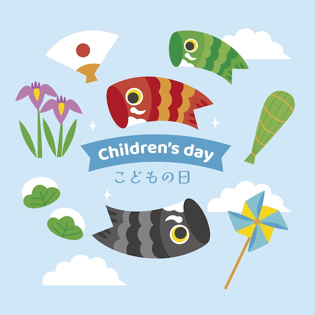 Flat childrens day illustration