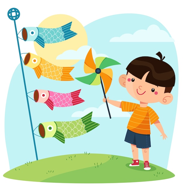 Free vector flat childrens day illustration