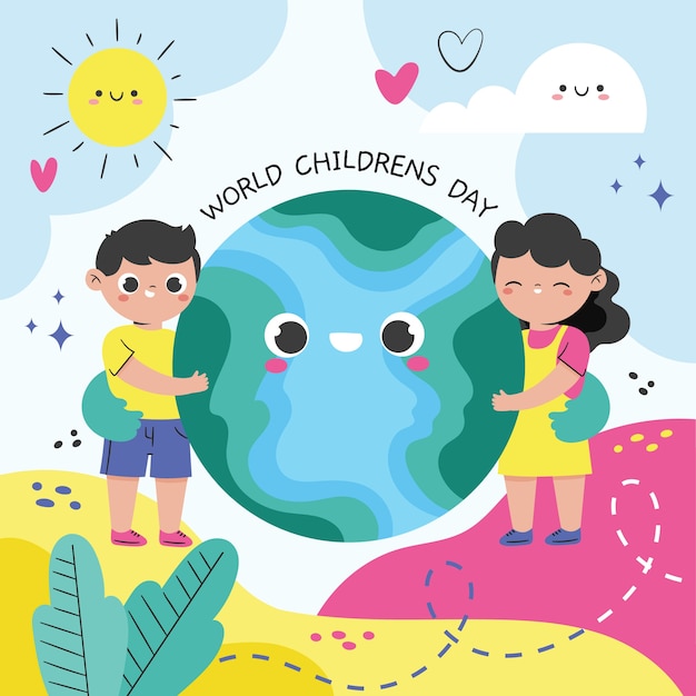 Flat childrens day illustration