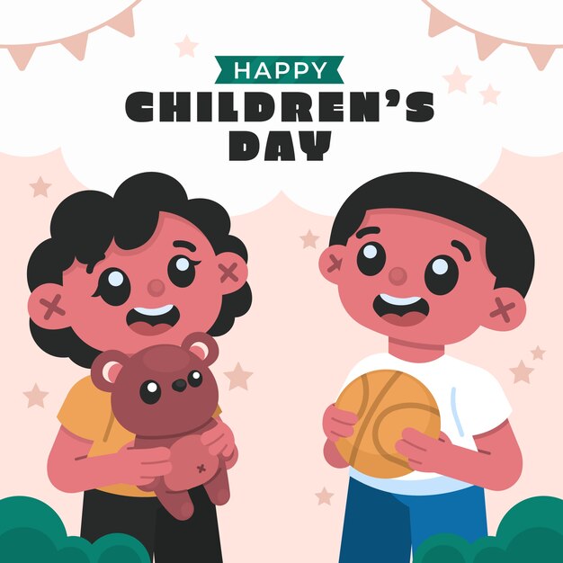 Flat childrens day illustration