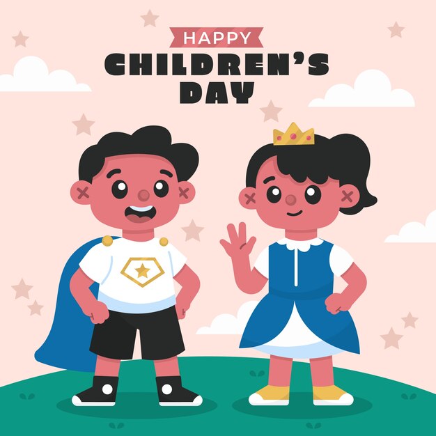 Flat childrens day illustration