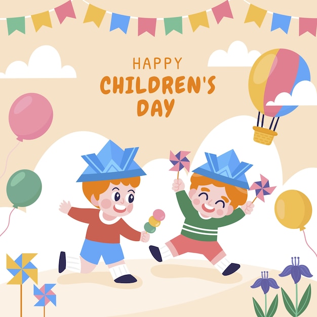 Free vector flat childrens day illustration