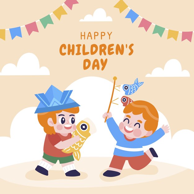 Flat childrens day illustration