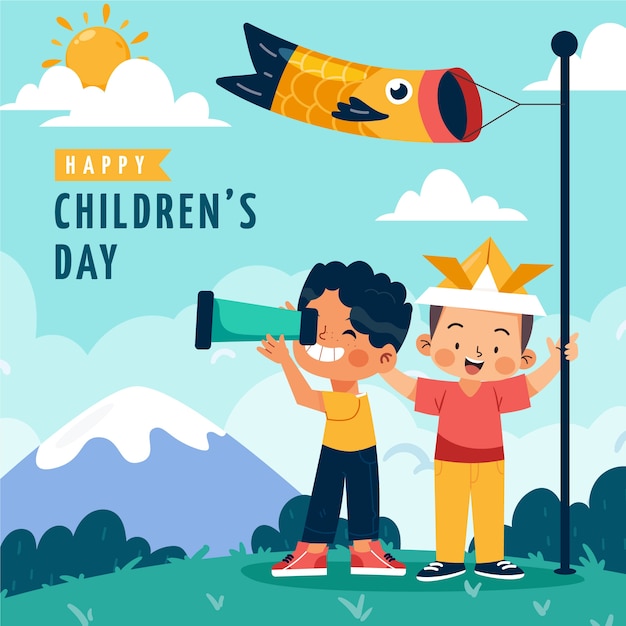 Free vector flat childrens day illustration