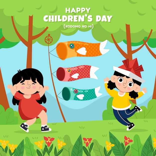 Free vector flat childrens day illustration