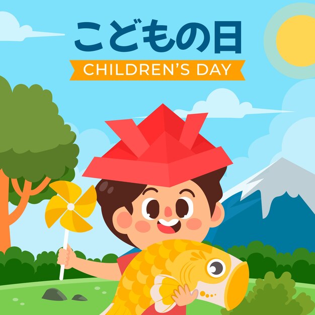 Flat childrens day illustration