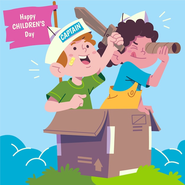 Flat childrens day illustration