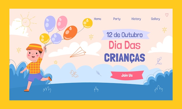 Free vector flat childrens day landing page template