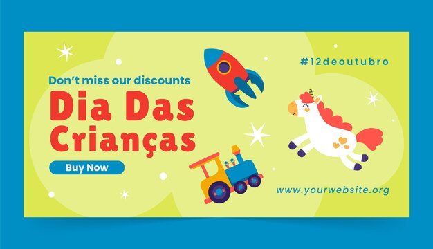 Flat childrens day sale banner template