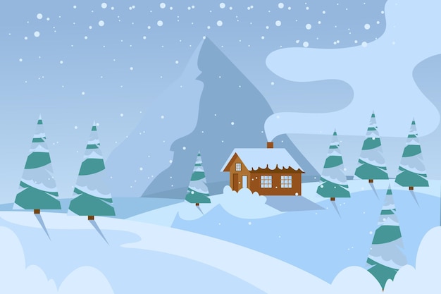 Free vector flat chill winter landscape background