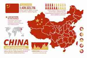 Vettore gratuito modello di infografica mappa piatto cina