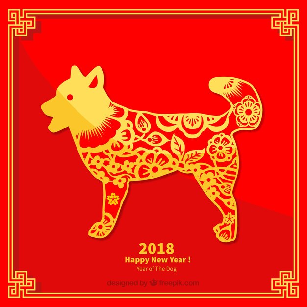 Flat chinese new year background