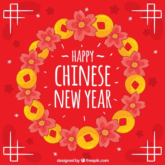 Free vector flat chinese new year background