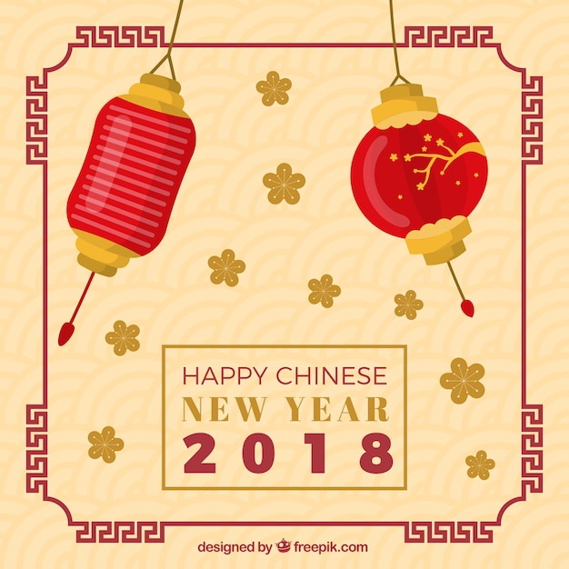 フラットな中国の新年の背景