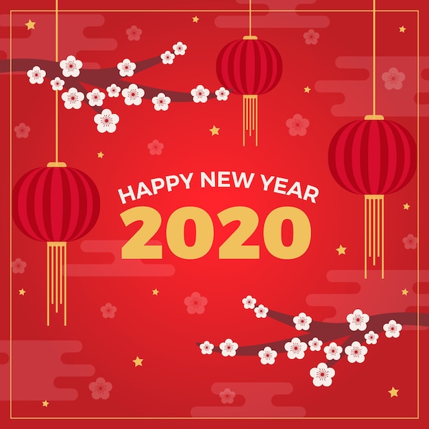 Flat chinese new year background