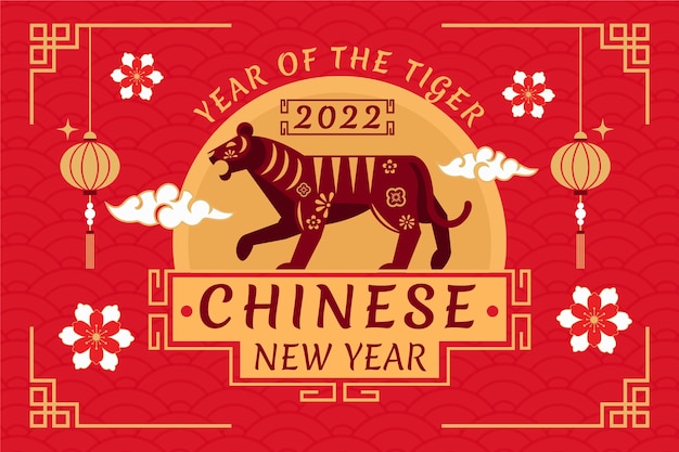 Flat chinese new year background