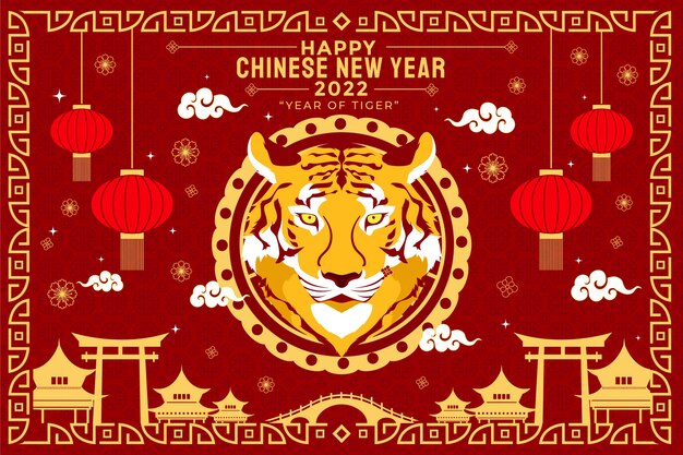 Flat chinese new year background