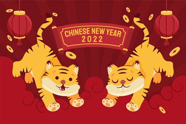 Flat chinese new year background