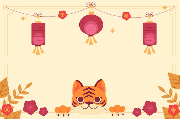 Flat chinese new year background