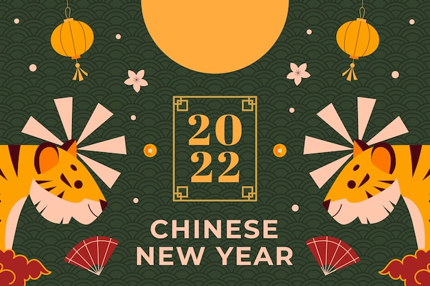 Flat chinese new year background