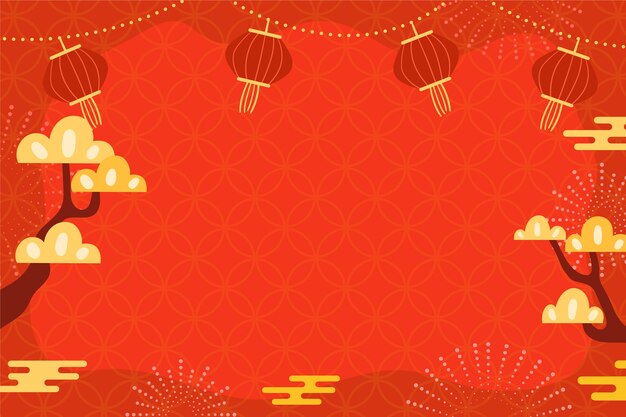 Flat chinese new year background