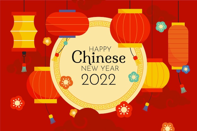 Flat chinese new year background