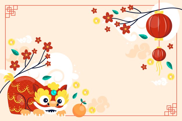 Flat chinese new year background