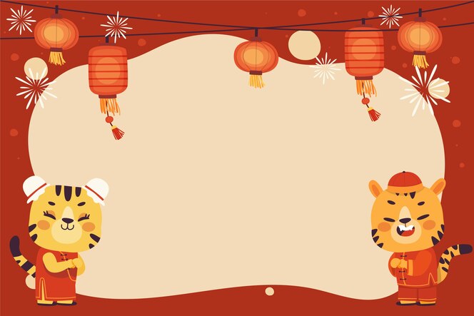 Flat chinese new year background