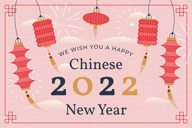 Flat chinese new year background