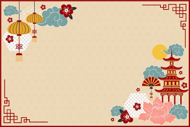 Flat chinese new year background