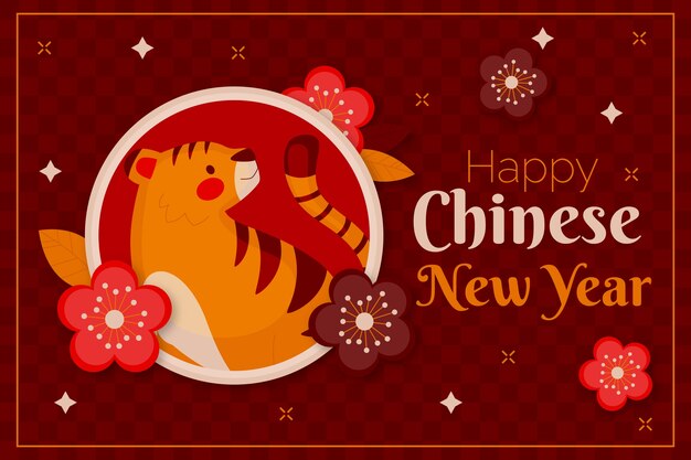 Flat chinese new year background