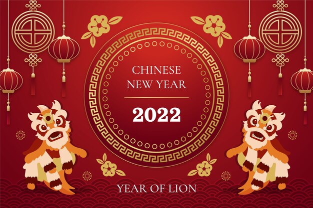 Flat chinese new year background