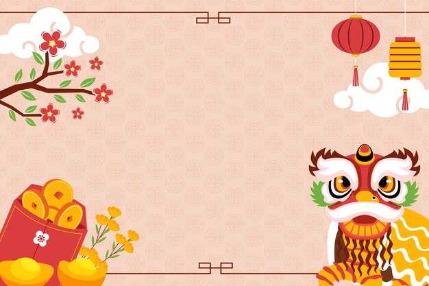 Flat chinese new year background