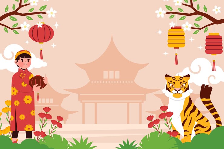 Free Vector flat chinese new year background