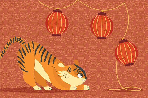 Flat chinese new year background