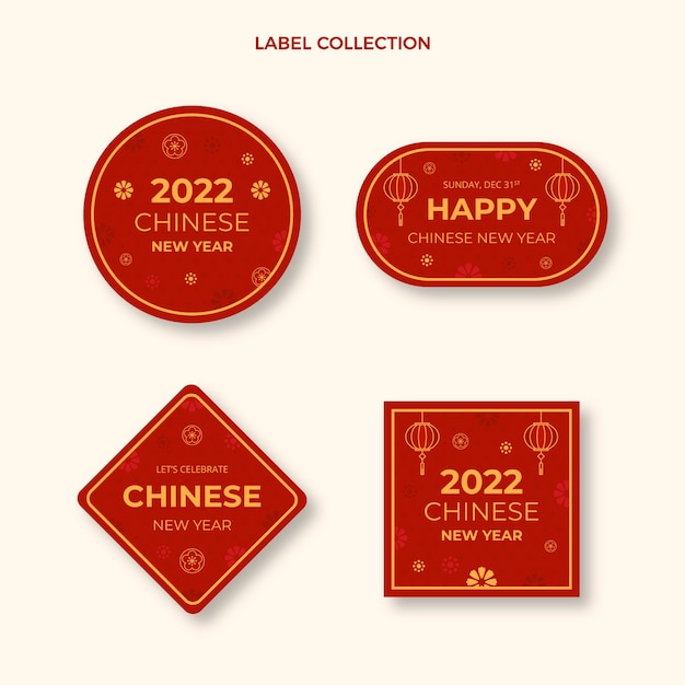 Flat chinese new year badges collection