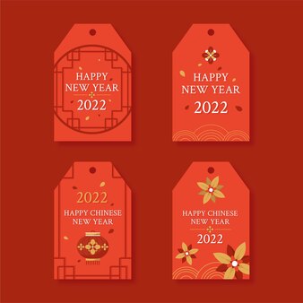 Flat chinese new year badges collection