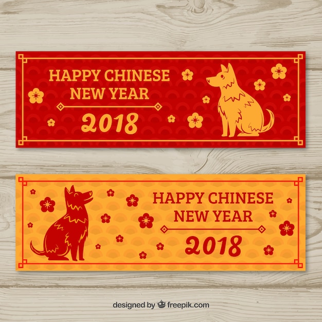 Flat chinese new year banners