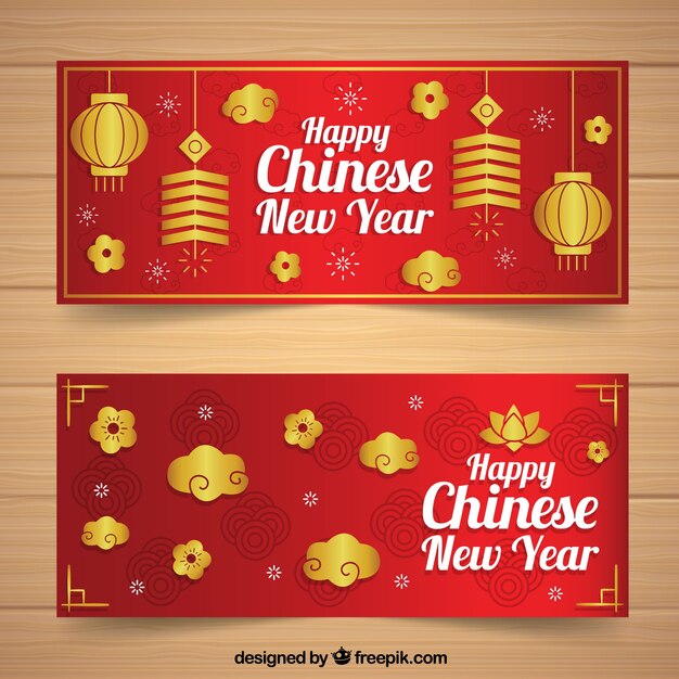 Flat chinese new year banners