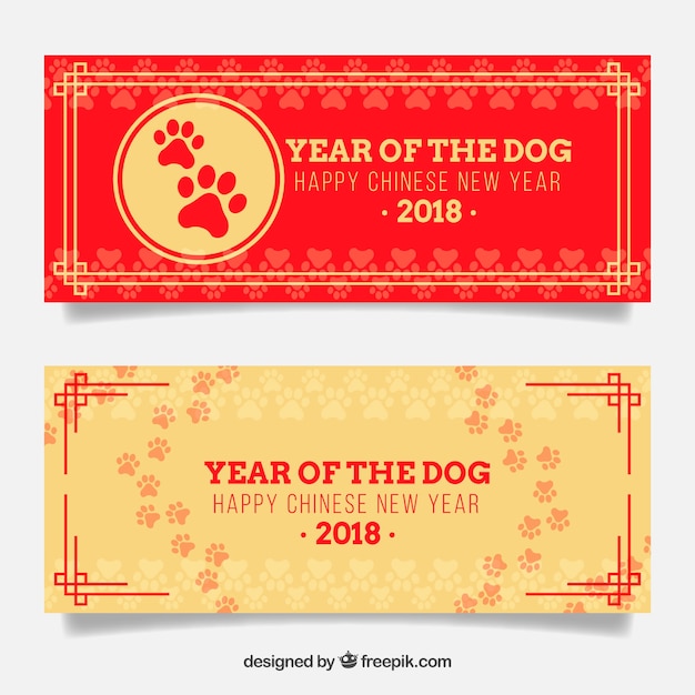 Flat chinese new year banners
