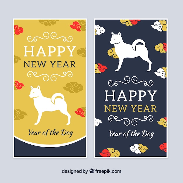 Flat chinese new year banners