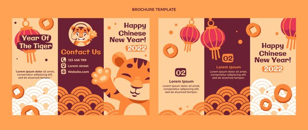 Flat chinese new year brochure template